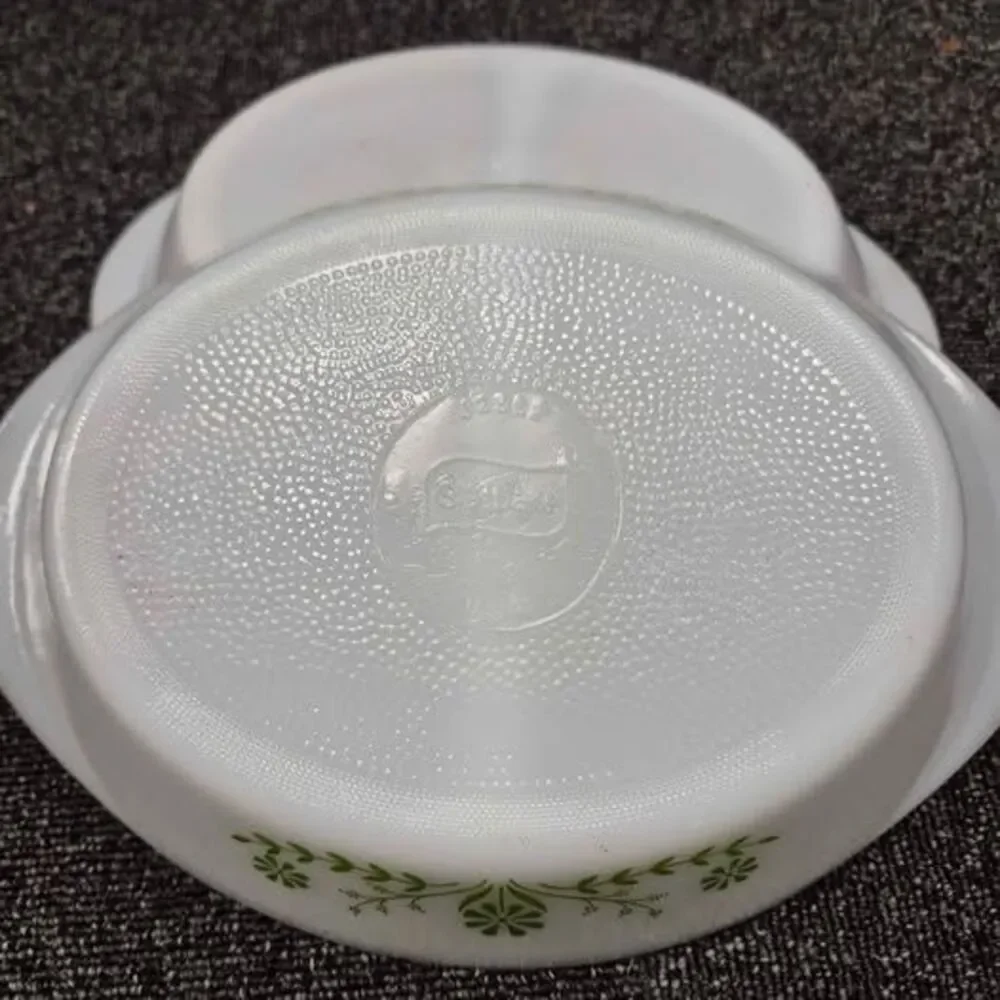 Vintage Glasbake Daisy Milk Glass Set  (2) Divided Dishes & (1) Round 2-Qt Bowl